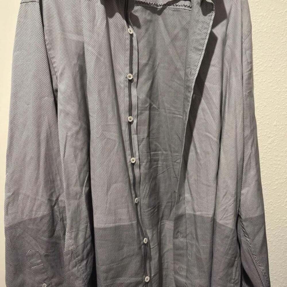 Bugatchi Long Sleeve Button-Up Shirt Size XL Gray White Checkered